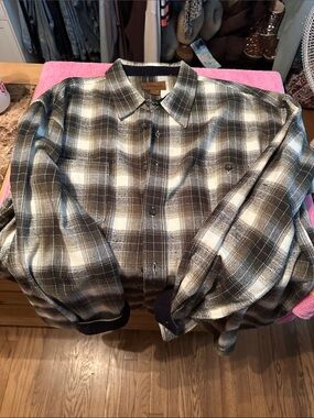 St. John's Bay Black and Gray Plaid Button-Down Shirt